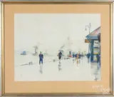 street scene by Otto Heinrich, watercolor, sold Aug 2018