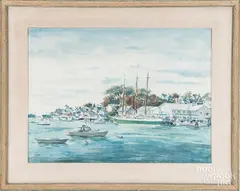 harbor scenes by Norman Guthrie Rudolph, watercolor, sold Jun 2018