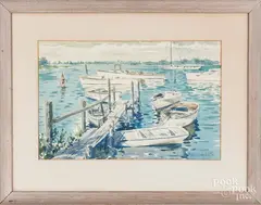 harbor scenes by Norman Guthrie Rudolph, watercolor, sold Jun 2018