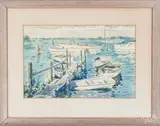 harbor scenes by Norman Guthrie Rudolph, watercolor, sold Jun 2018