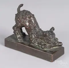 terrier dog with bone by Edith Barretto Stevens Parsons, bronze, sold Jun 2018