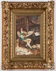 interior with a gentleman studying by Arthur McCormick, watercolor, sold Jun 2018