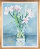 still life with tulips by Marguerite Keese Ferrari, oil on canvas, sold Jun 2018