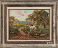 titled Summer Fields by Wayne Morrell, oil on board, sold Jun 2018