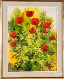 floral still life by Malcolm Thompson, oil on canvas, sold Jun 2018