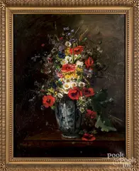 floral still life by Louise Darru, oil on canvas, sold Jun 2018