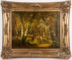 landscape with bathers by François Maury, oil on canvas, sold Jun 2018