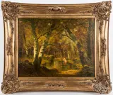 landscape with bathers by François Maury, oil on canvas, sold Jun 2018
