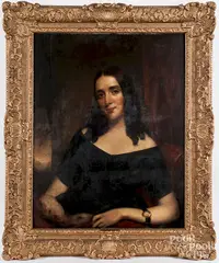 portrait of a woman in a black dress by John Neagle, oil on canvas, sold Jun 2018