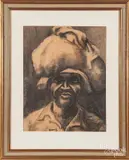 portrait of a woman by Rene Exume, charcoal, sold Jun 2018