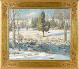 winter landscape with fox hunt by Charles Morris Young, oil on canvas, offered Apr 2018