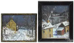 winter landscapes by Christopher Willett, oil on board, offered Apr 2018