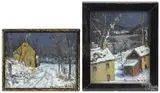 winter landscapes by Christopher Willett, oil on board, offered Apr 2018