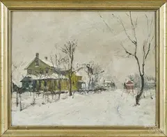 winter landscape by Walter Emerson Baum, oil on board, offered Apr 2018