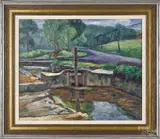 river landscape with sluice by Giovanni Martino, oil on canvas, offered Apr 2018