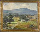 titled Church in the Valley by Marianna Sloan, oil on canvas, offered Apr 2018