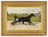 of a horse and sulky by John McAuliffe, oil on canvas, offered Apr 2018