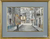 street scene by Henry Gasser, watercolor, offered Apr 2018