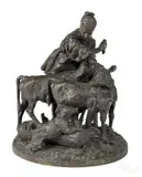 woman with cows and dog by Eugene Lanceray, patinated bronze, offered Apr 2018