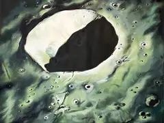 Crater Schmidt (Lunar Landscape Series) by Lowell Nesbitt, 1969, oil on canvas (unstretched), sold May 2022