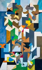 Untitled (Geometric Composition) by Leonard Alberts, 1978, oil on canvas, sold May 2022