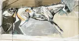 Riderless Horse by Jo Taylor, mixed media on paper, sold May 2022
