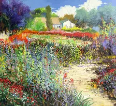 Spring Garden Back Home by Thomas A. Dedecker, oil on canvas, sold May 2022