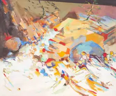 Untitled (Mountain) by Gene Hutner, c.1965, oil on canvas, sold May 2022