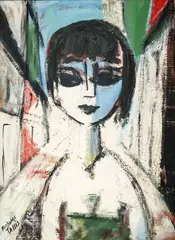 Untitled (Portrait of Woman) by Nicholas Takis, oil on canvas, sold May 2022