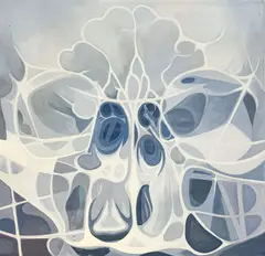 Skull by Lowell Nesbitt, 1964, oil on canvas (unstretched), sold May 2022
