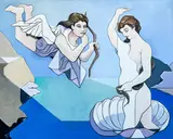 Birth of Venus with Eros by Leonard Alberts, 2003-04, oil on canvas, sold May 2022