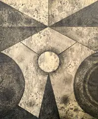 Untitled (Geometric Composition) by Lowell Nesbitt, 1963, graphite, pastel, and ink wash on paper, sold May 2022