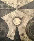 Untitled (Geometric Composition) by Lowell Nesbitt, 1963, graphite, pastel, and ink wash on paper, sold May 2022