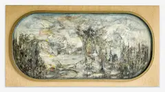Untitled (Abstract Oblong Composition) by James Joseph DeMartis, oil on canvas, sold May 2022