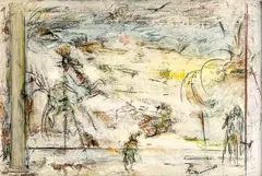 Untitled (Abstract Composition) by James Joseph DeMartis, oil and charcoal on card mounted to canvas, sold May 2022