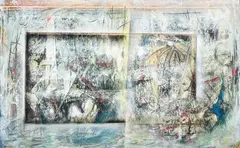 Untitled (Abstract Composition) by James Joseph DeMartis, oil on canvas, sold May 2022
