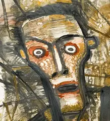 Male Head by Robert Gordy, 1986, monotype on paper, sold May 2022
