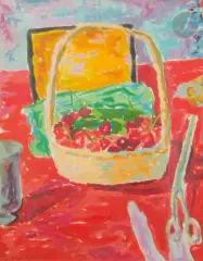Le Panier de cerises by Jules Cavaillès, Gouache, sold Apr 2023