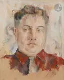 Portrait d’homme by Macario Vitalis, 1937, Pastel, sold Apr 2023
