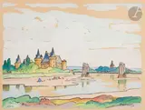Sully-sur-Loire by Gaston Balande, Gouache et encre, sold Apr 2023