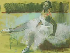 Ballerine by Lucien Fontanarosa, Gouache, sold Apr 2023