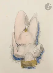 Nu allongé by Antoniucci Volti, 1954, Pierre noire, crayon noir et aquarelle, sold Apr 2023