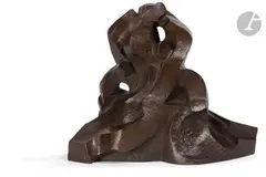 La Petite fontaine by André Beaudin, 1966, Épreuve en bronze à patine brune, sold Apr 2023