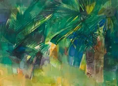 Palmeraie by Camille Hilaire, Aquarelle, sold Apr 2023