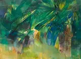 Palmeraie by Camille Hilaire, Aquarelle, sold Apr 2023