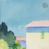 Maison en bord de mer by Roger Mühl, 1975, Aquarelle, sold Apr 2023