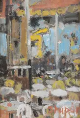 Paris, terrasse de café by Marko Stupar, Gouache, sold Apr 2023
