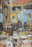 Paris, terrasse de café by Marko Stupar, Gouache, sold Apr 2023