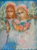 Les Deux sœurs by Hélène Marie Marguerite Perdriat, Pastel, sold Apr 2023