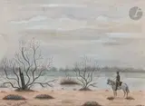 Camargue, cavalier au bord de l’étang by Jean Godebski, Gouache, sold Apr 2023